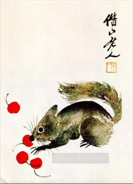 Traditional Chinese Art Painting - Qi Baishi protein and cherries traditional Chinese